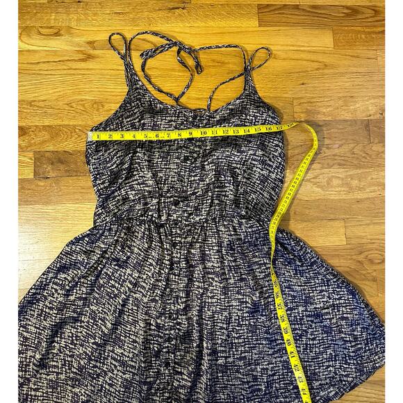 Cecico Womens Large Purple Beige Printed Silky Spaghetti Strap Button Mini Dress - Picture 5 of 9